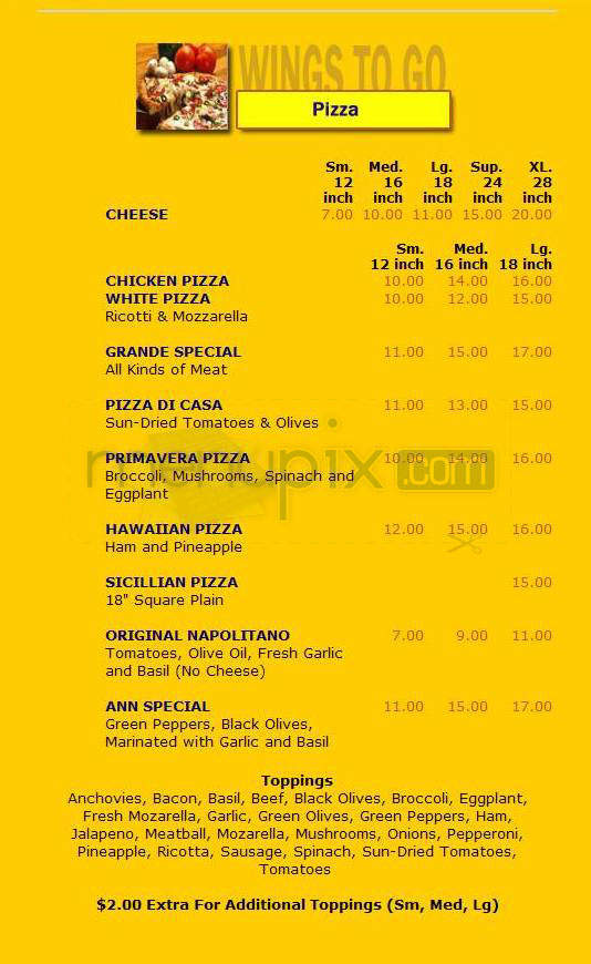 Wings to Go - Hoboken, NJ menu_pic