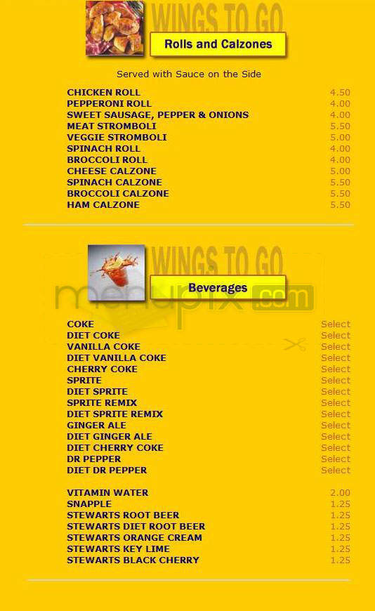 Wings to Go - Hoboken, NJ menu_pic