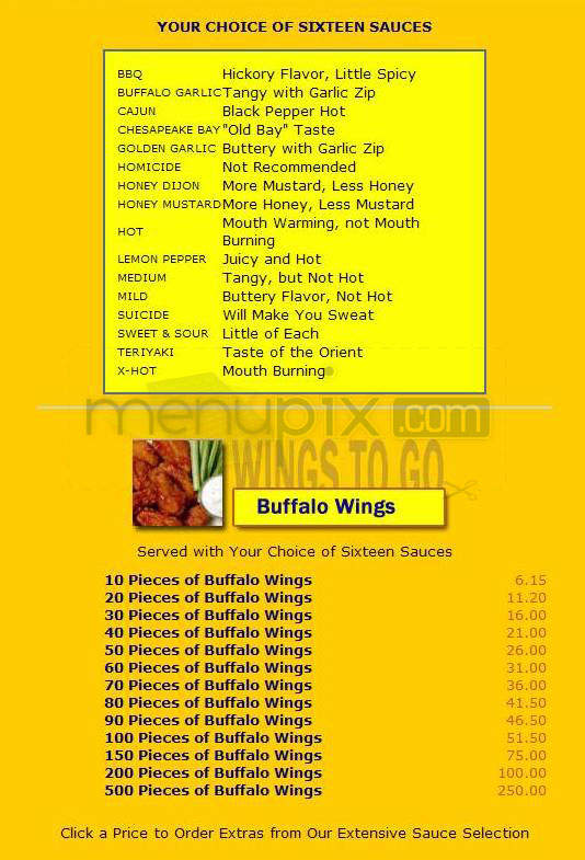 Wings to Go - Hoboken, NJ menu_pic