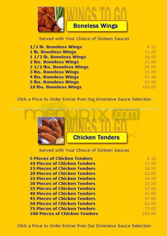 Wings to Go - Hoboken, NJ menu_pic