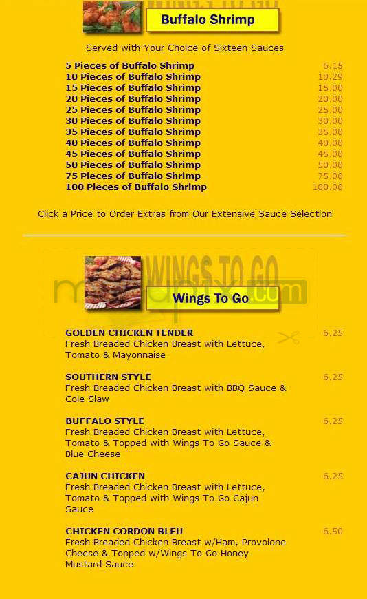 Wings to Go - Hoboken, NJ menu_pic