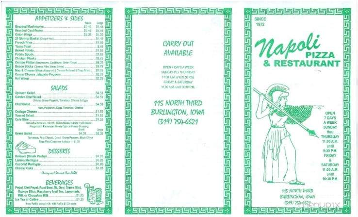 Napoli Pizza - Burlington, IA menu_pic