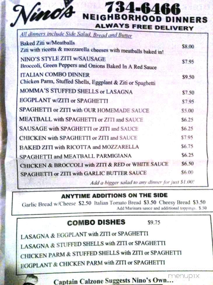 Nino's Pizzeria - Springfield, MA menu_pic