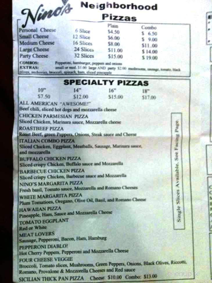 Nino's Pizzeria - Springfield, MA menu_pic