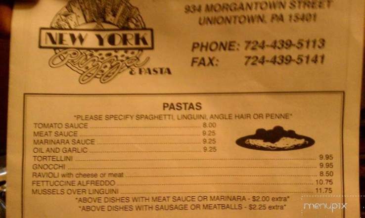 New York Pizza & Pasta - Uniontown, PA menu_pic