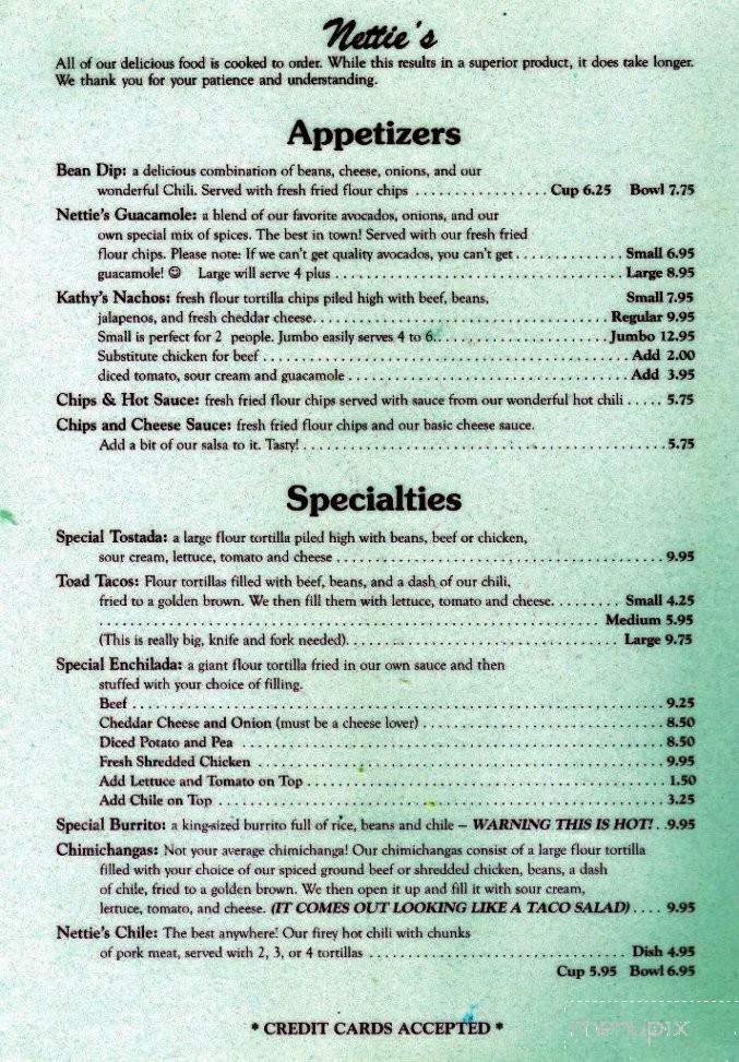 Netties Fine Mexican Food - Bellevue, NE menu_pic