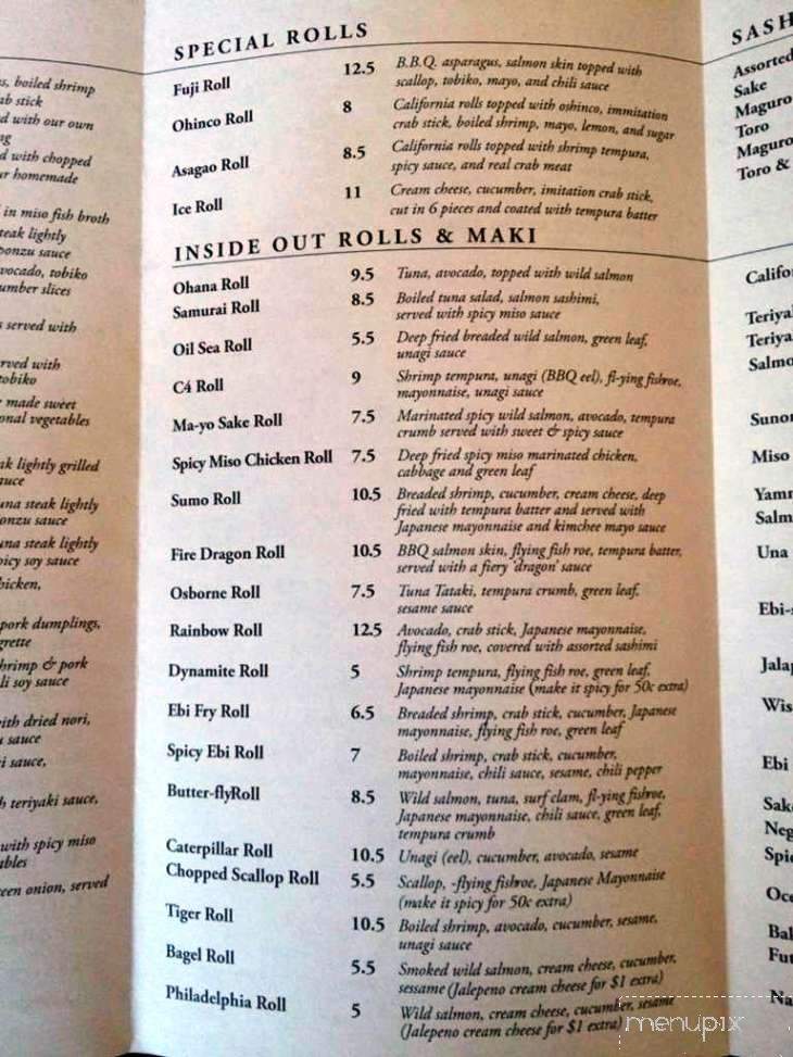 Naru sushi - Winnipeg, MB menu_pic