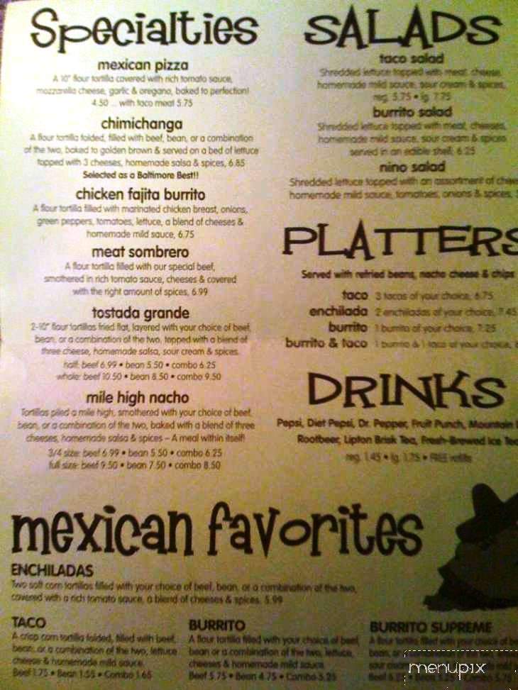 Nino Taco - Owings Mills, MD menu_pic