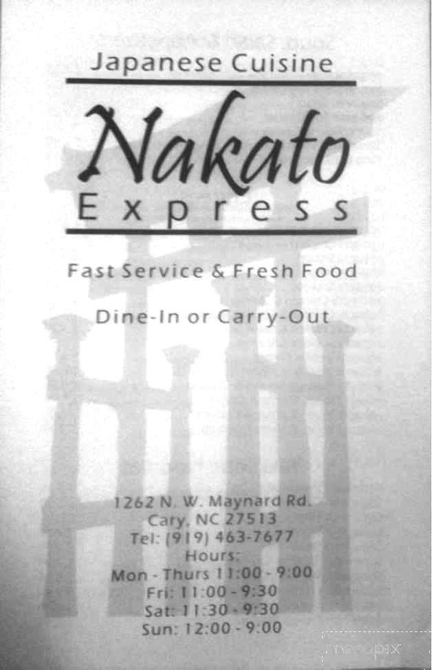 Nakato Express - Cary, NC menu_pic