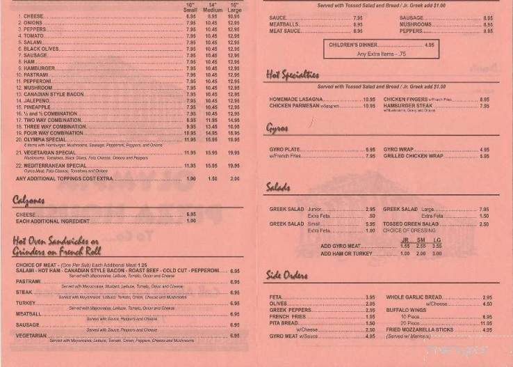 Olympia Pizza House - Stockbridge, GA menu_pic