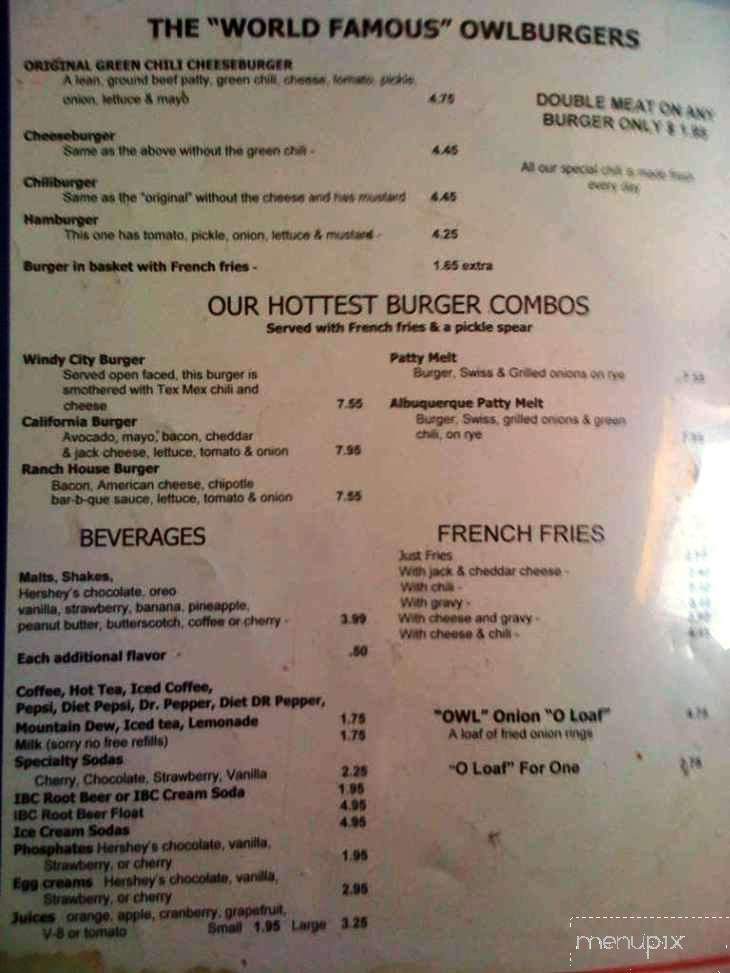 Owl Cafe - Albuquerque, NM menu_pic