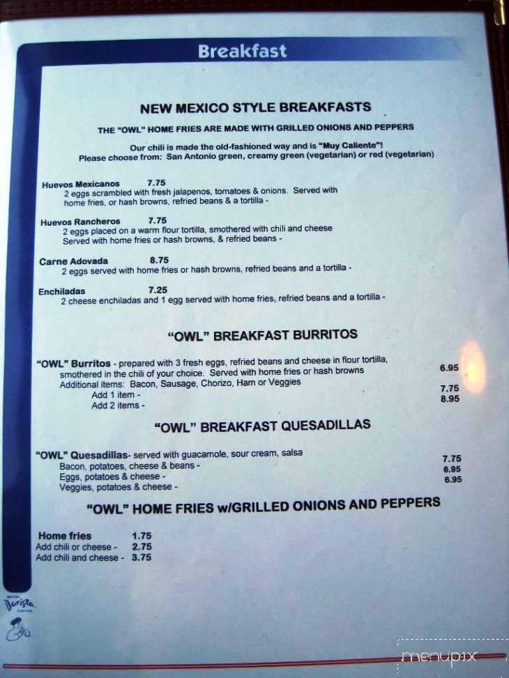 Owl Cafe - Albuquerque, NM menu_pic