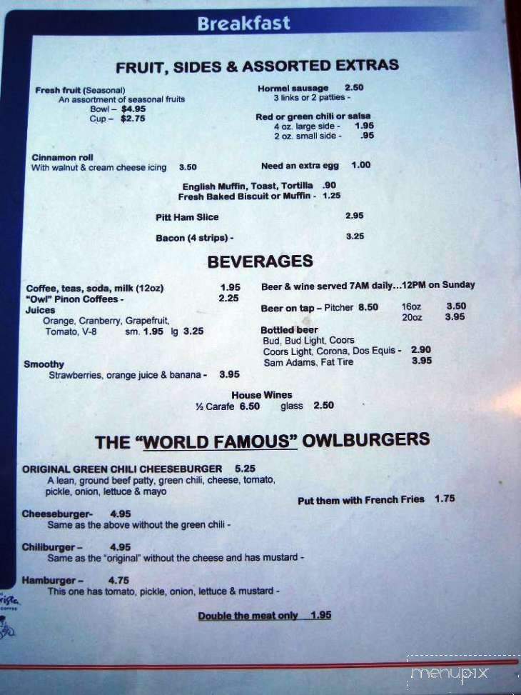 Owl Cafe - Albuquerque, NM menu_pic