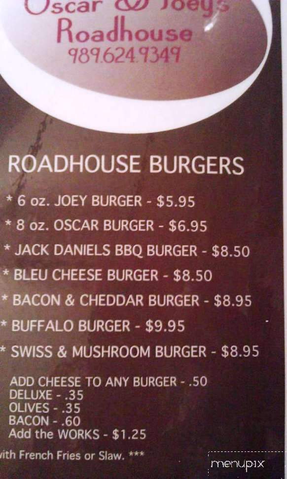 Oscar & Joeys Roadhouse - Birch Run, MI menu_pic