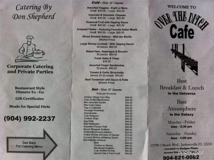 Over the Ditch Cafe - Jacksonville, FL menu_pic