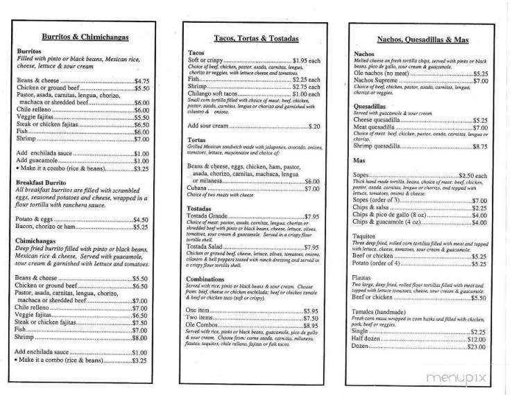 Ole Frijole - Portland, OR menu_pic