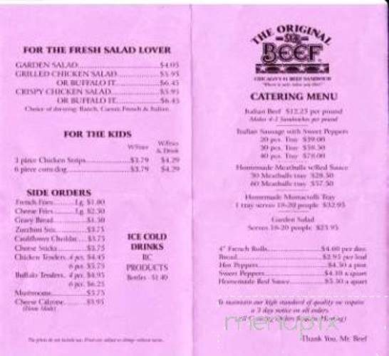 Original Mr Beef - Homer Glen, IL menu_pic