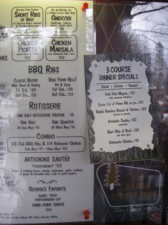 Old Range Steakhouse - Tahoe Vista, CA menu_pic