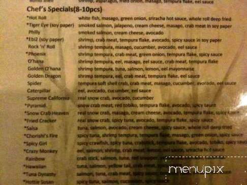 Ohana Steakhouse & Sushi Bar - Lubbock, TX menu_pic