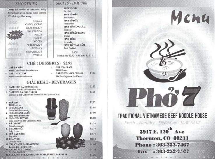 Pho 7 - Thornton, CO menu_pic