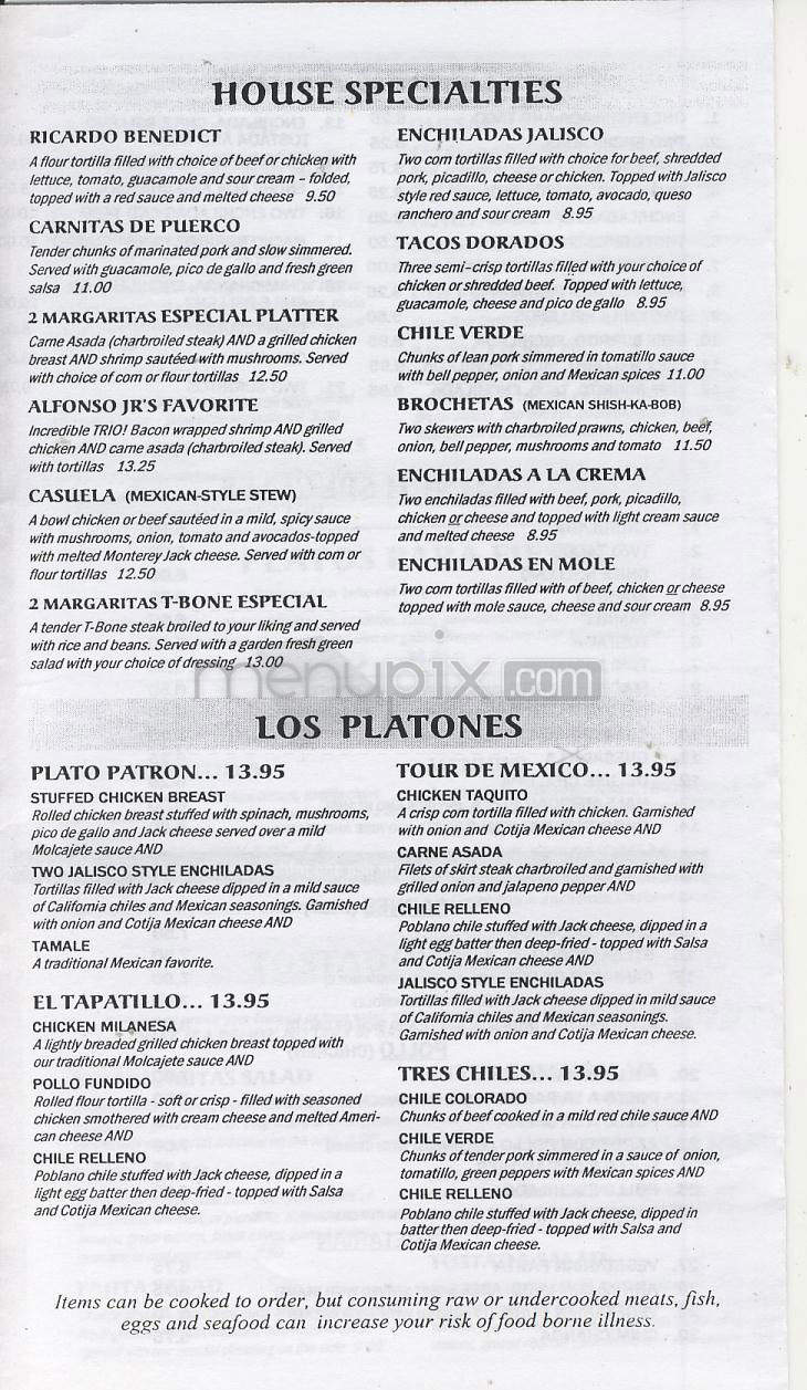2 Margaritas Mexican Restaurant - Vancouver, WA menu_pic