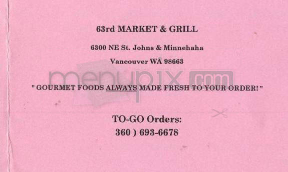 63rd Market & Grill - Vancouver, WA menu_pic