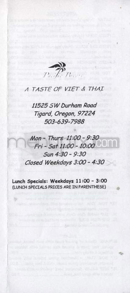 A Taste of Viet & Thai - Tigard, OR menu_pic
