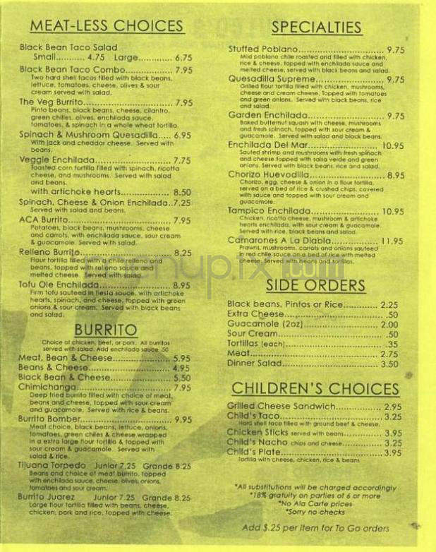 Acapulco's Gold - Portland, OR menu_pic