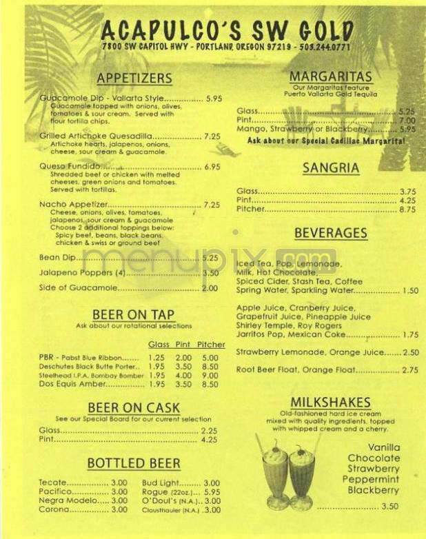 Acapulco's Gold - Portland, OR menu_pic