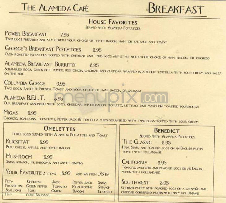Alameda Cafe - Portland, OR menu_pic