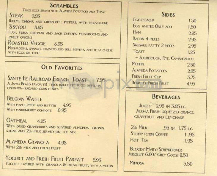 Alameda Cafe - Portland, OR menu_pic