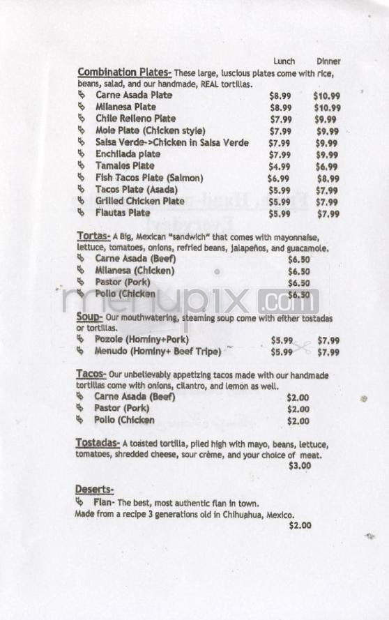 Allan's Authentic Mexican Restaurant - Portland, OR menu_pic