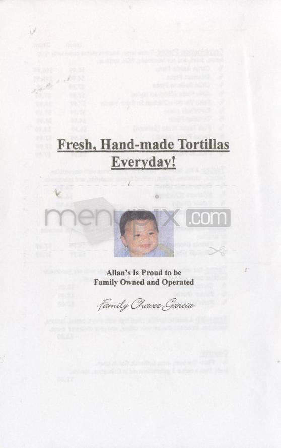 Allan's Authentic Mexican Restaurant - Portland, OR menu_pic