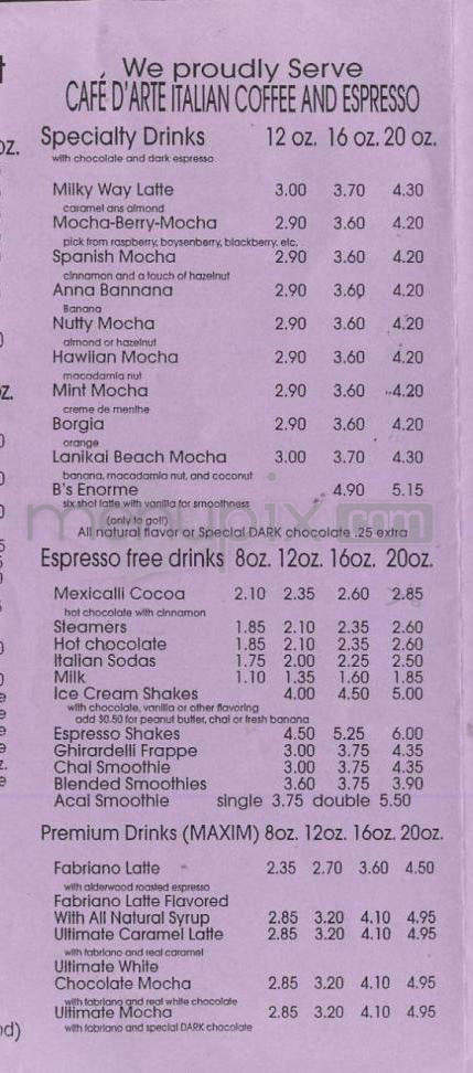 Anna Bannanas - Portland, OR menu_pic
