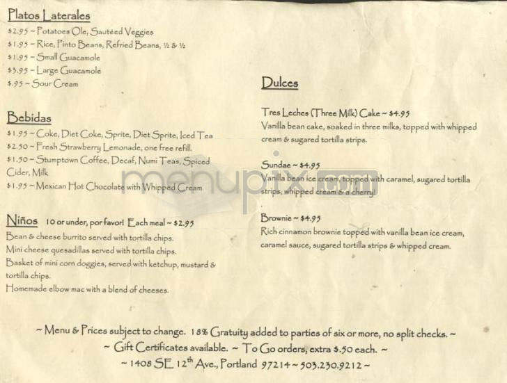 Que Pasa Cantina - Portland, OR menu_pic