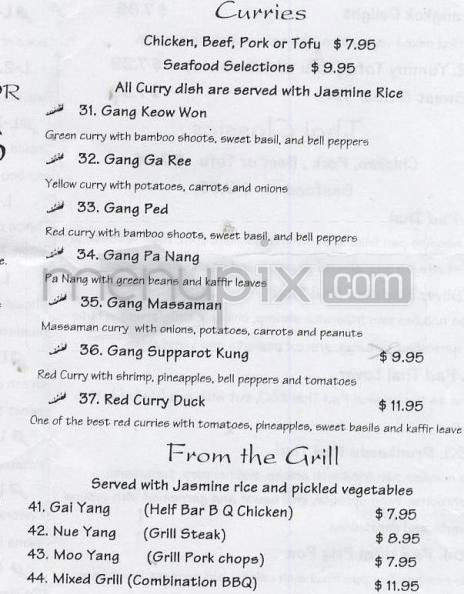 Arawan Thai Cuisine - Portland, OR menu_pic