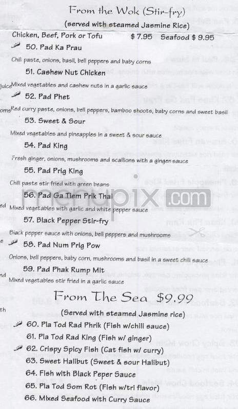 Arawan Thai Cuisine - Portland, OR menu_pic