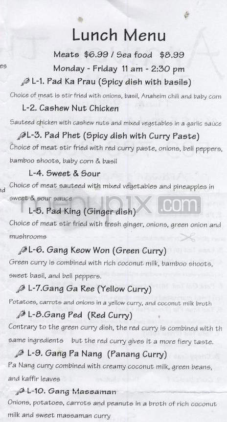 Arawan Thai Cuisine - Portland, OR menu_pic