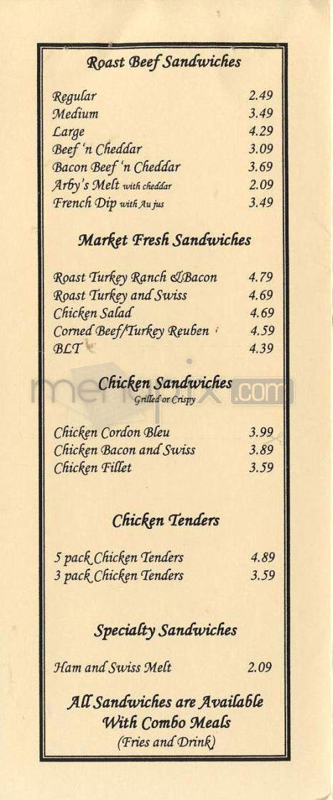 Arby's - Portland, OR menu_pic