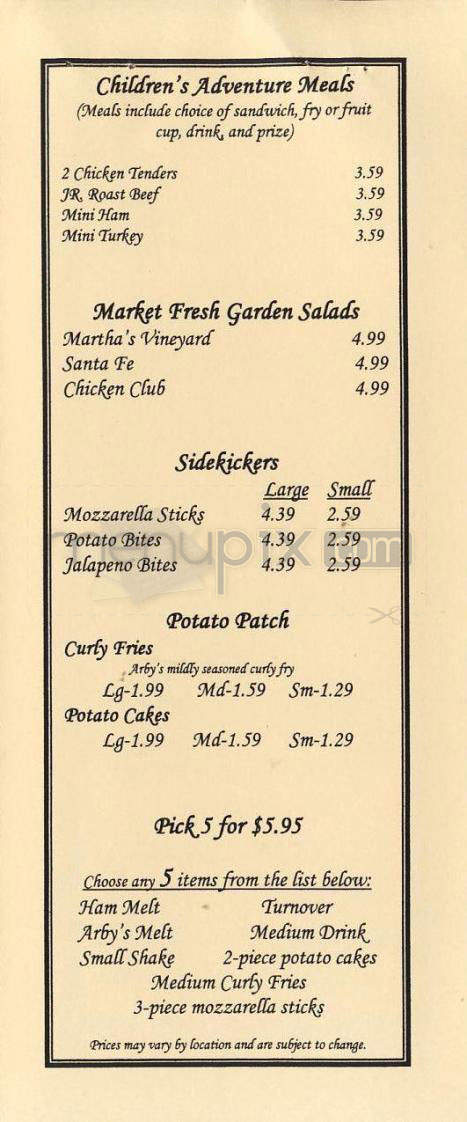 Arby's - Portland, OR menu_pic