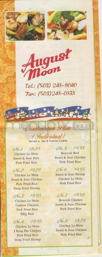 August Moon Chinese Restaurant - Portland, OR menu_pic