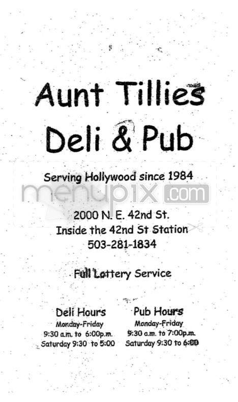 Aunt Tillie's Deli - Portland, OR menu_pic