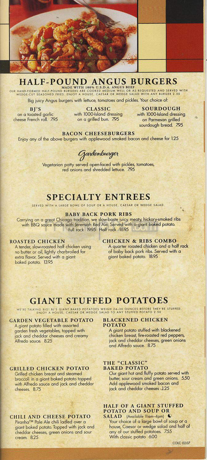 BJ's Restaurant & Brewery - Portland, OR menu_pic