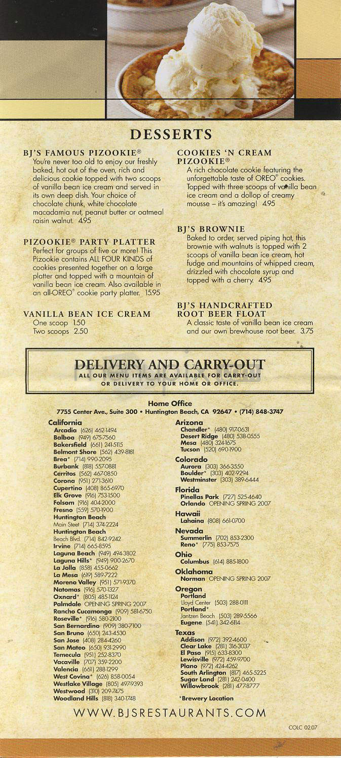BJ's Restaurant & Brewery - Portland, OR menu_pic