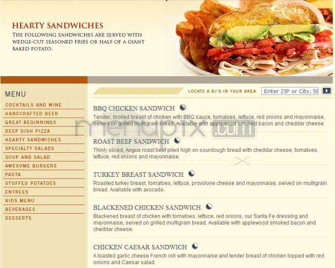 BJ's Restaurant & Brewery - Portland, OR menu_pic