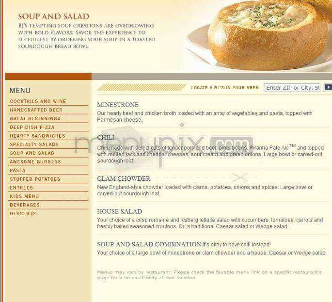 BJ's Restaurant & Brewery - Portland, OR menu_pic