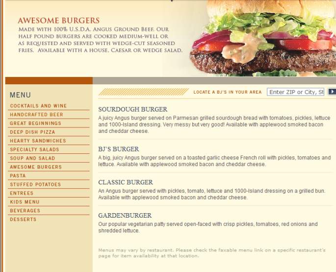 BJ's Restaurant & Brewery - Portland, OR menu_pic
