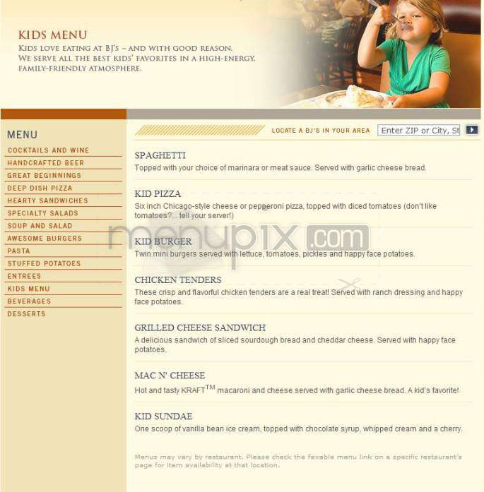 BJ's Restaurant & Brewery - Portland, OR menu_pic