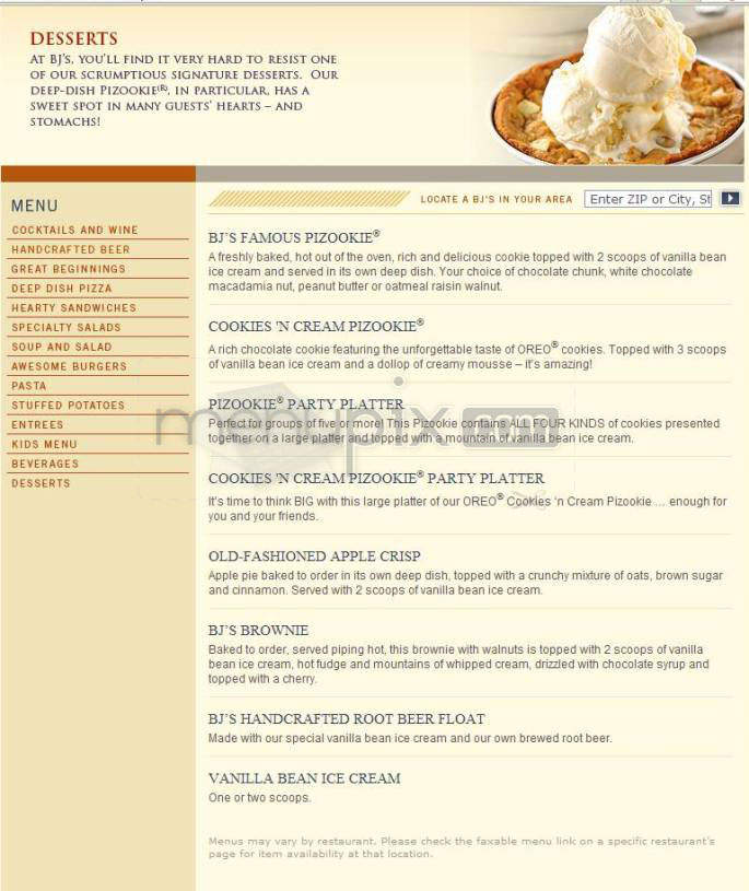 BJ's Restaurant & Brewery - Portland, OR menu_pic