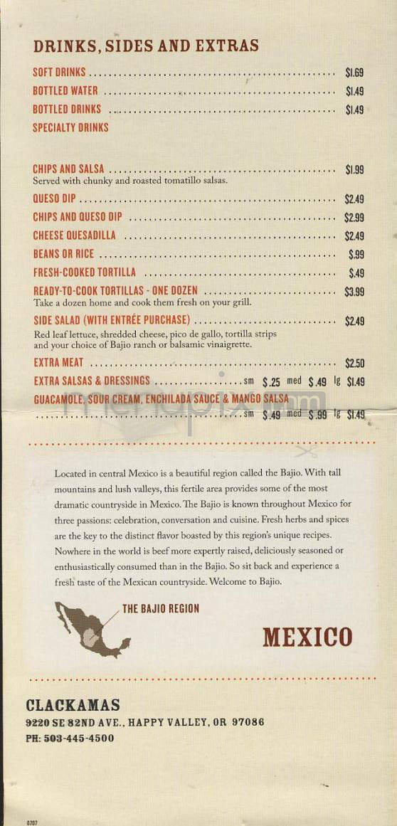 Bajio Mexican Grill - Ogden, UT menu_pic